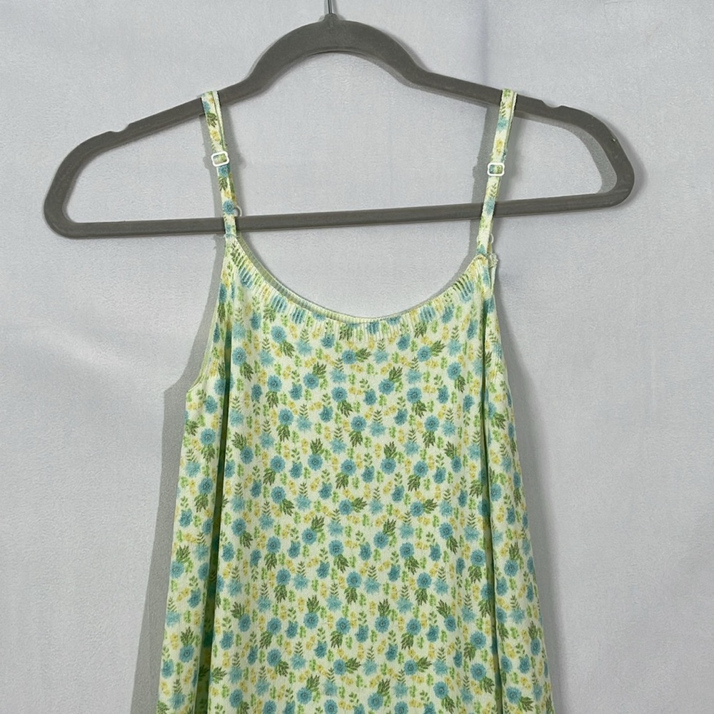 Zara Mini Dress Size S Knit Tank Dress Yellow And Blue Ditsy Floral EUC - Picture 2 of 10
